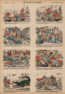 Hvalfangst (farvet indgravering) af French School