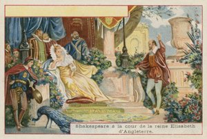 William Shakespeare ved hoffet til dronning Elizabeth I af England af French School