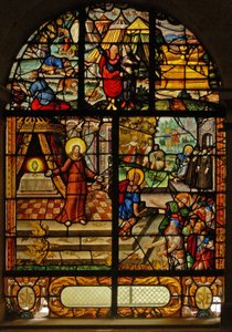 Vindue Charnier-10 forestillende Manna from Heaven; Kristus og værten af French School