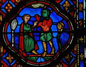 Window Ew-R forestiller Theophilus med en djævel af French School