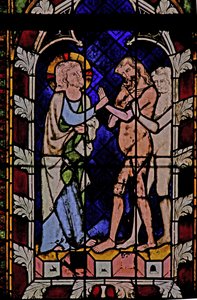 Vindue N-kap A, der viser Kristus ved Helvedes harvelse af French School