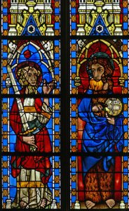 Vinduet Narthex S forestillende St. Johannes Døberen og St. Paul af French School
