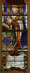 Vindue, der viser Louis de Bourbon-Vendome (farvet glas) af French School