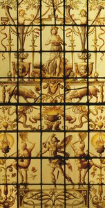 Fenster mit Mars und der Erde