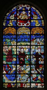 Vindue med passionsscener (farvet glas) af French School