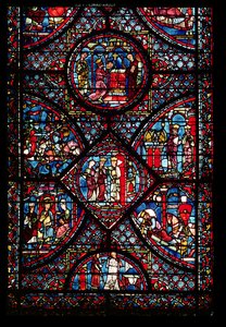 Vindue med scener fra Karl den Stores liv (747-814) fra ambulatoriet af French School