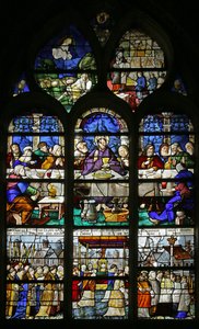 Vindue, der viser den sidste nadver og processionen af det hellige sakramente, 1530 af French School