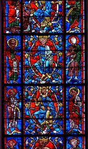 Fenster, das den Jessebaum darstellt