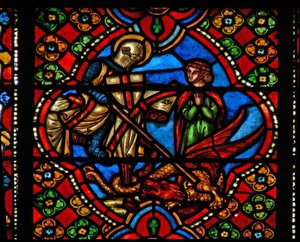 Vindue n3, der viser scener fra St Georges liv; dræber dragen af French School