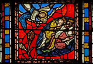 Window s2-C, der forestiller magi, bliver advaret i en drøm af French School