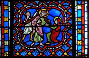 Vindue s2-L, der viser Via Crucis af French School