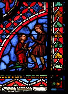Vindue w05 forestillende magikeren Hermogenes og Philetus af French School