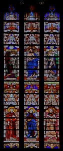 Vindue w0 viser Kristus og fem helgener inklusive St. Helen af French School
