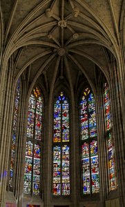 Vindue w0, der viser Apse-vinduerne w1, w1 og w2 af French School