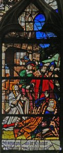Vindue w124 forestillende St Agnes - genopliver en romer af French School