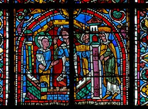 Vindue w125, der forestiller Kristus, besøger St. Catherine i fængslet af French School
