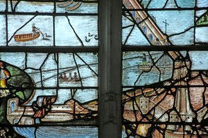 Vindue w12, der viser at bygge broen over Seinen af French School
