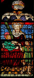 Vindue w132 forestillende Sankt Anne, Maria og Kristus af French School