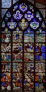 Vindue w13, der viser St. Vincents martyrium; jomfruens litani i sporingslysene af French School