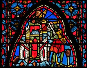 Vindue w15 hellige relikvier: ?Heraclius foran den mirakuløse forseglede port i Jerusalem af French School