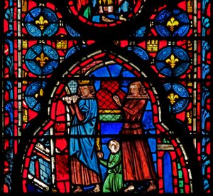 Window w15 St Louis - og Robert dArtois bærer relikvierne til Sens af French School