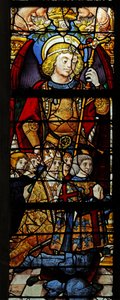 Vindue w1 viser St. Michael en biskop, en Montmorency og andre donorer af French School