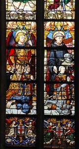 Vindue w1 viser St. Michael og St. Guillaume med Montmorency-donorer af French School