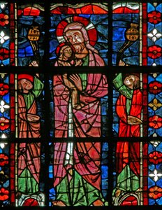 Vindue w201, der viser Kristus, bærer jomfruens sjæl til himlen af French School