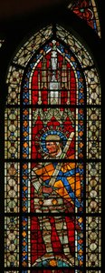 Vindue w203 forestillende Sankt Sebastian af French School