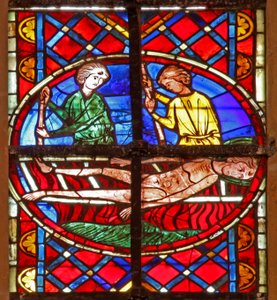 Fenster w211 zeigt das Martyrium des St. Vincent