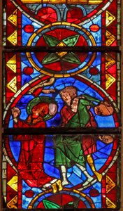 Vindue w213, der viser Skt. Stephens martyrium af French School