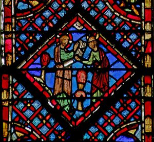 Vindue w2 Gud giver Moses et nyt sæt af lovens tabeller Ex XXXIV 28 af French School