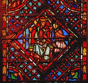 Vindue w2 Moses forlader Faraos palads Ex II 15 af French School