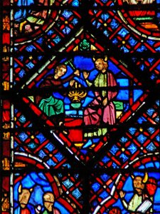 Window w2 Moses ser Bezalel lave Menora Ex XXXVII 17-24 af French School
