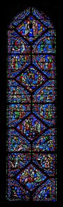 Vindue w2, der viser et typologisk vindue: Kristi fødsel af French School