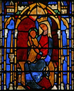 Vindue w36, der forestiller Jomfruen og Barnet af French School