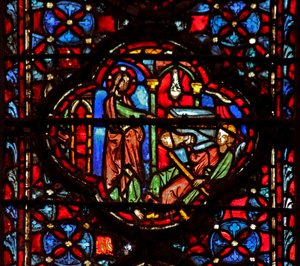 Window w4 Gud finder Achan skyldig i at plyndre og beholde Josh VII 18 af French School