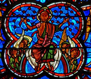 Vindue w4, der viser Kristus ved den sidste dom af French School