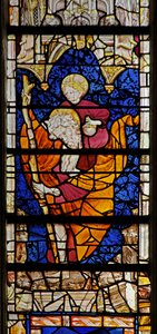 Vindue w4 forestillende St Christopher af French School