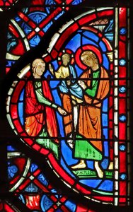 Vindue w6L Esajas profetier Kristus. Er XI 6 eller XLII 1 af French School