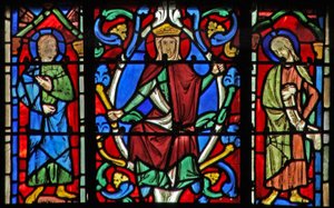 Vindue w6R Isajs træ: Jomfru Maria og to profeter af French School