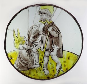 Vindue w74 forestillende St Roche af French School