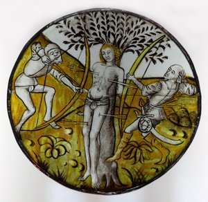 Vindue w75 forestillende Sankt Sebastian af French School