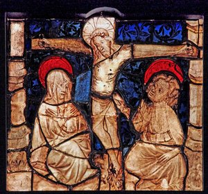 Vindue w7, der viser korsfæstelsen, fra Church of Betton, Bretagne af French School
