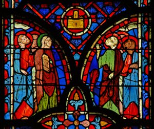 Vindue w8 Hellige kvinder og en gruppe apostle af French School
