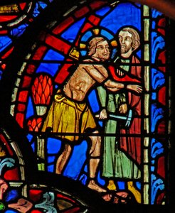 Vindue w8 Jesus bærer korset: Via Crucis af French School