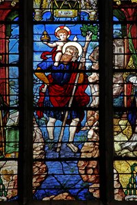 Vindue w9 forestillende St Christopher af French School