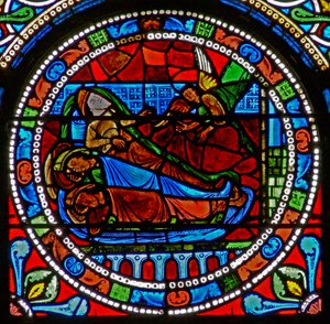 Vindue wXVII, der viser magi, advares i en drøm af French School