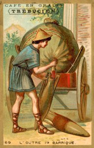 Vinskind - det første fad (chromolitho) af French School
