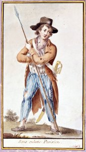 Uden parisertrusser. Akvarel fra den franske revolutions tid af French School